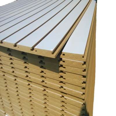 Melamine slotted mdf wall board with 0.4mm aluminum bar inserted