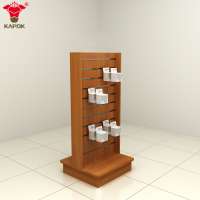 Slat wall wooden metal expo booth display shelves for clothing shop